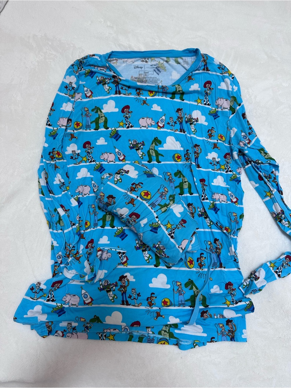 Little Sleepies Disney Pixar Toy Story Men’s Bamboo Pajama Set Size Small Blue